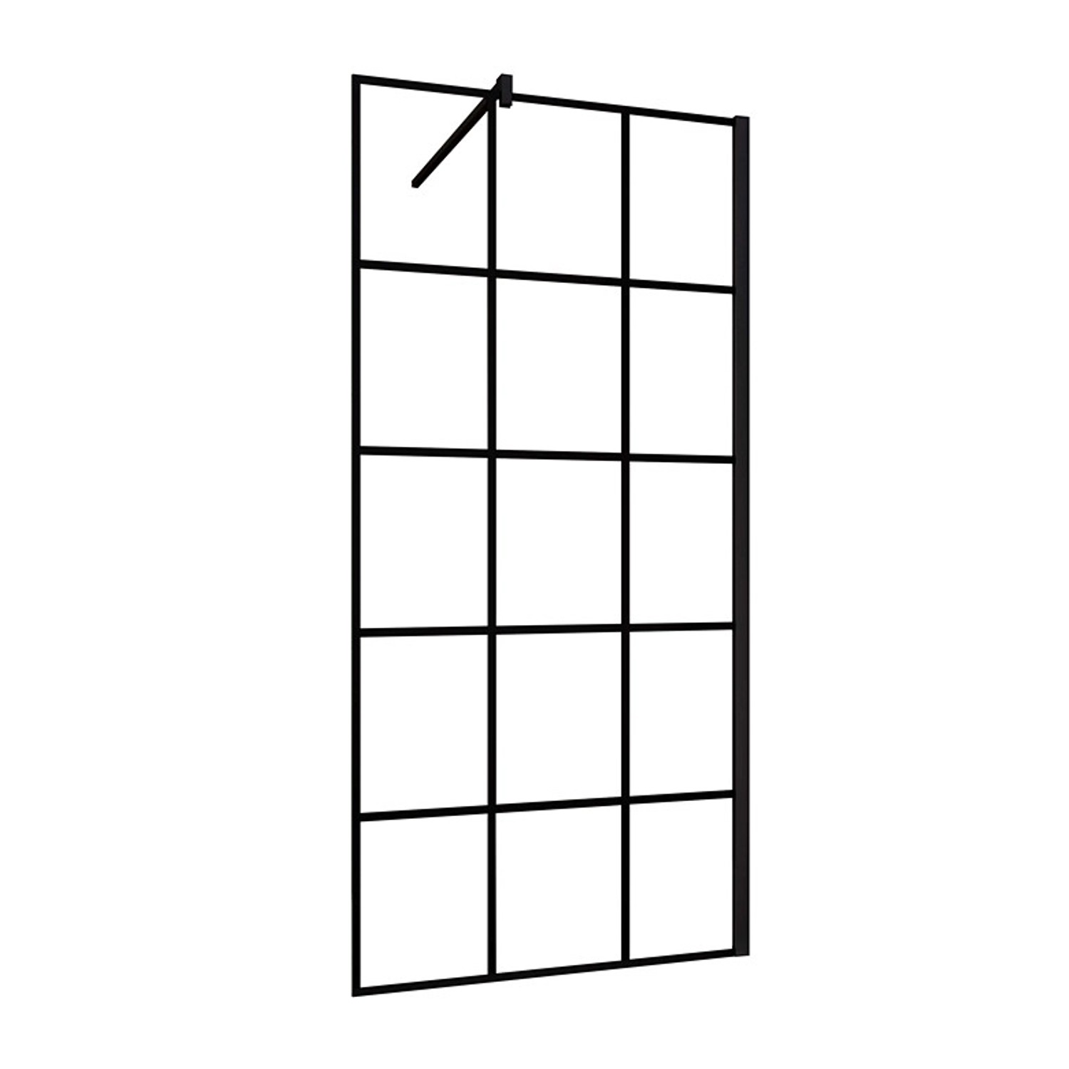 Duschparadies 90 x 200cm Walk in Duschwand 8mm Nano Glas Dusche Duschtrennwand Duschabtrennung Gittermuster mit 90cm Stabilisator Schwarzrahmen Duschparadies 90 x 200cm Walk in Duschwand 8mm Nano Glas Dusche Duschtrennwand Duschabtrennung Gittermuster mit 90cm Stabilisator Schwarzrahmen von Duschparadies