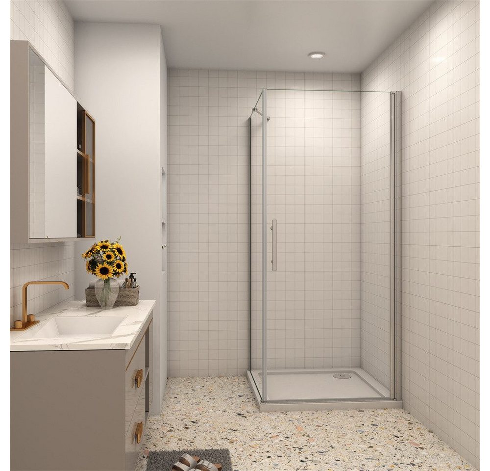 Duschparadies Dusch-Drehtür 195cm 6mm ESG Sicherheitsglas Chrom Pendeltür Duschkabine Duschtür, 70x195 cm, (Set) NanoGlas von Duschparadies