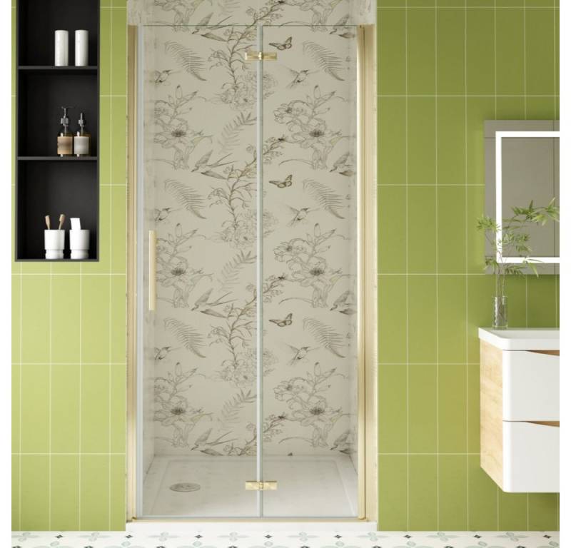 Duschparadies Dusch-Falttür H:195cm Nischentür Scharniertür Drehtür Duschabtrennung Gold Duschtür, 70x195 cm, Easyclean Sicherheitsglas, beidseitig montierbar von Duschparadies