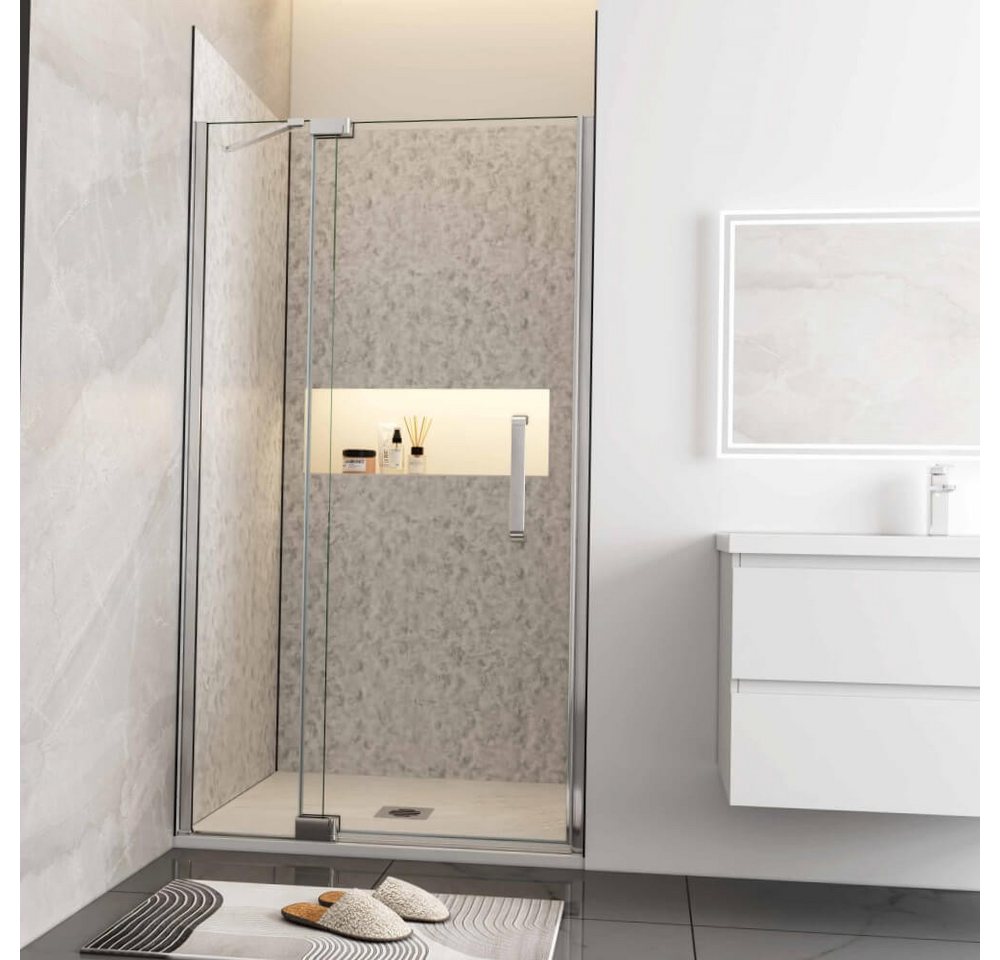 Duschparadies Dusch-Pendeltür 195cm Chrom 8mm ESG Nischentür Schwenktür Drehtür Schwingtür Duschtür, 80x195 cm, Einscheibensicherheitsglas,Sicherheitsglas, beidseitig montierbar von Duschparadies