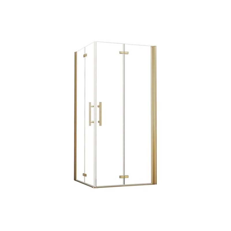 Duschparadies Duschkabine 100x80cm Duschabtrennung Duschtür Höhe 195cm Falttür 6mm Nano Glas Dusche Duschkabinen Eckeinstieg Goldrahmen Pendeltür von Duschparadies