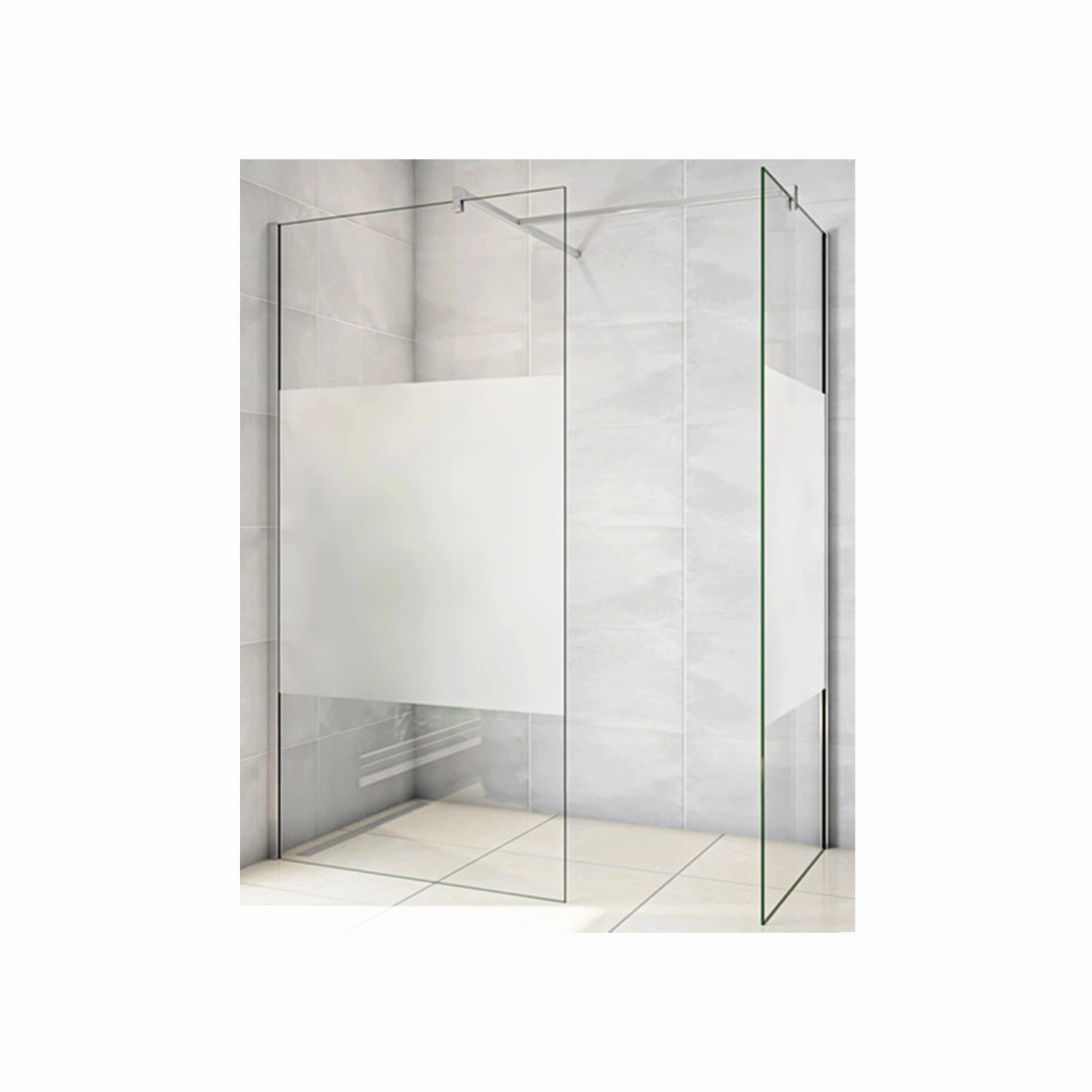 Duschparadies Duschkabine 85 x 70 x 200cm Walk in Glas 8mm Nano Glas Satiniert Mit Streifen Mit 90cm Stabilierungsstange x 2 Duschparadies Duschkabine 85 x 70 x 200cm Walk in Glas 8mm Nano Glas Satiniert Mit Streifen Mit 90cm Stabilierungsstange x 2 von Duschparadies