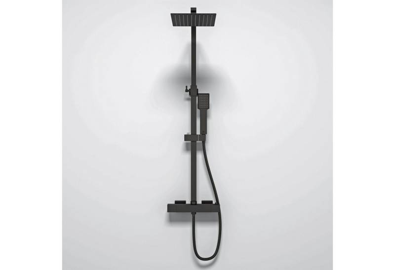 Duschparadies Duschsystem DUSCHPARADIES Thermostat-Duschsystem Edelstahl Quadrat-Design, Set, Brauseschlauch mit Verdrehschutz von Duschparadies
