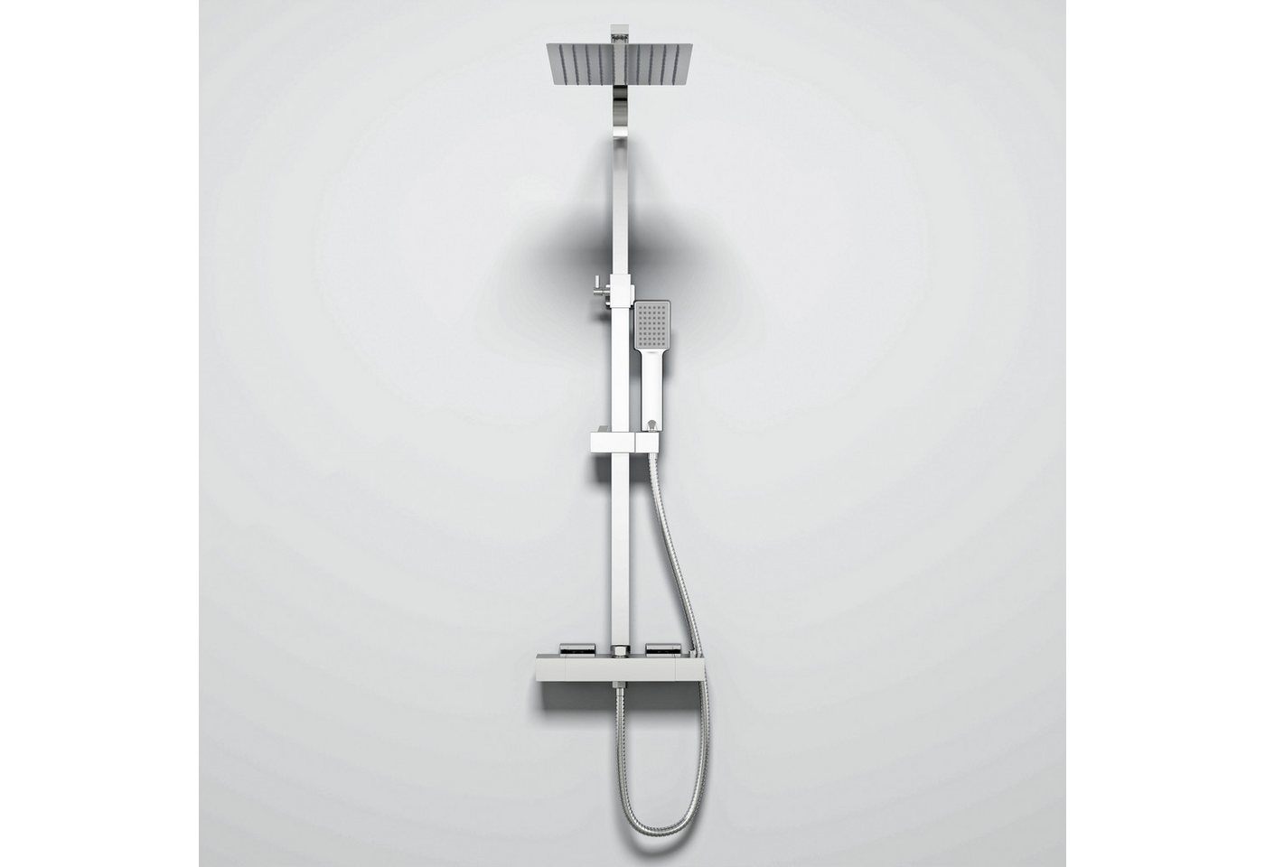 Duschparadies Duschsystem DUSCHPARADIES Thermostat-Duschsystem Edelstahl Quadrat-Design, Set, Brauseschlauch mit Verdrehschutz Duschparadies Duschsystem DUSCHPARADIES Thermostat-Duschsystem Edelstahl Quadrat-Design, Set, Brauseschlauch mit Verdrehschutz von Duschparadies