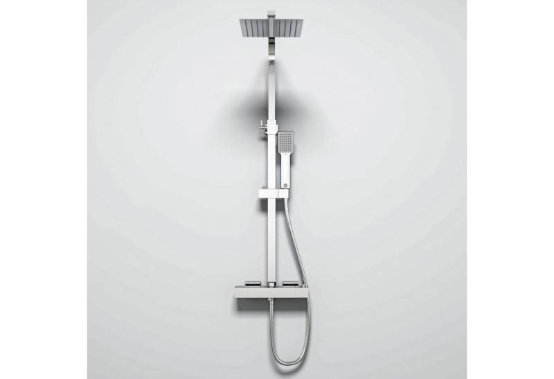 Duschparadies Duschsystem DUSCHPARADIES Thermostat-Duschsystem Edelstahl Quadrat-Design, Set, Brauseschlauch mit Verdrehschutz von Duschparadies