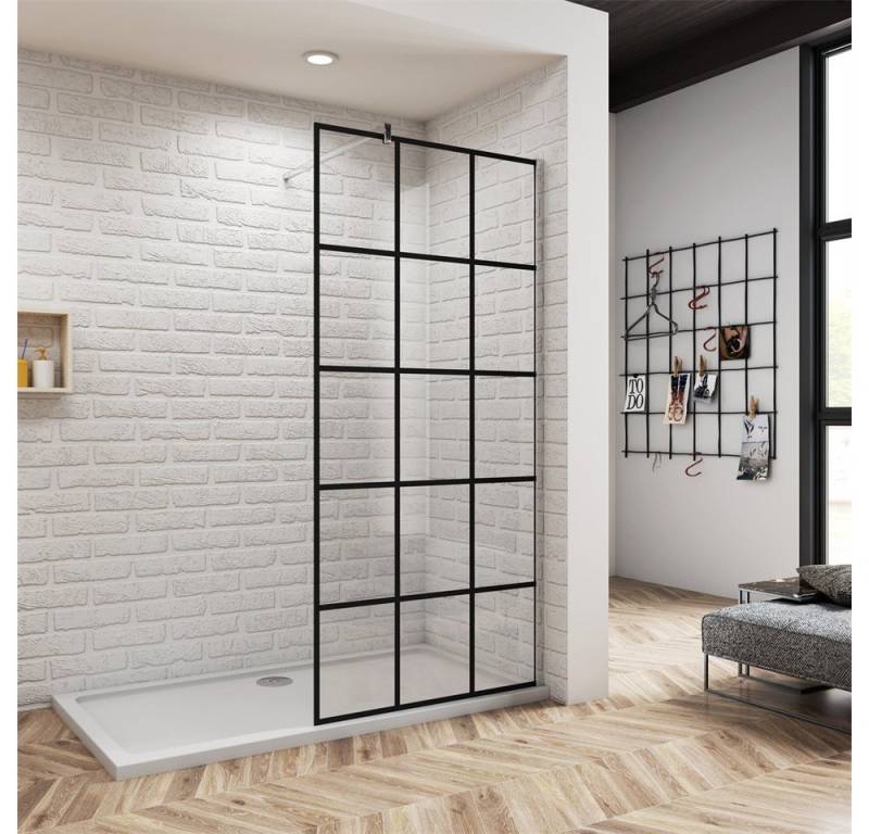 Duschparadies Duschwand 8mm Nano ESG mit Gitter Glas Walk in Dusche Glaswand, Einscheibensicherheitsglas, (Set), NanoGlas von Duschparadies