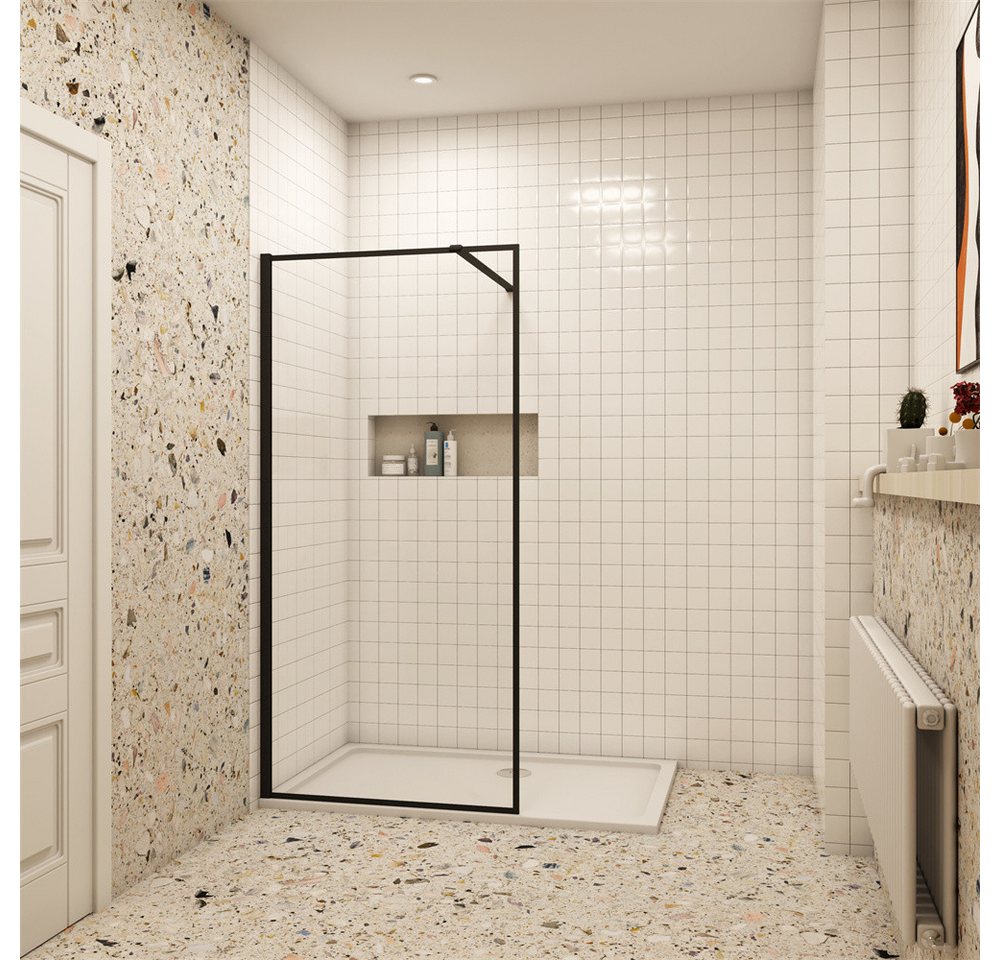 Duschparadies Duschwand 8mm Nano Glas Duschwand Walk in Dusche mit Stabilstange Duschkabine, Einscheibensicherheitsglas, (Set), NanoGlas von Duschparadies