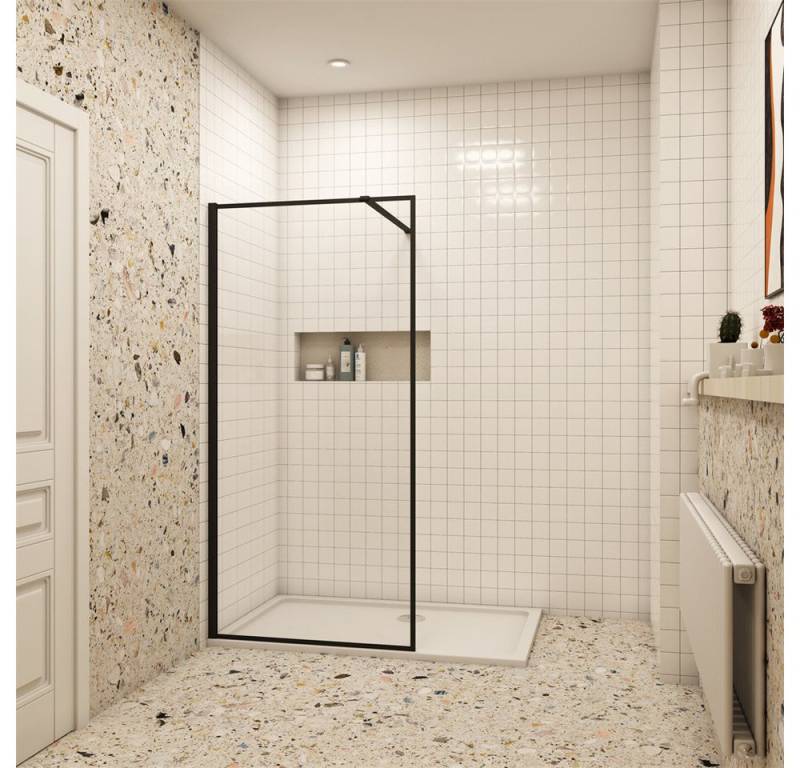 Duschparadies Duschwand 8mm Nano Glas Duschwand Walk in Dusche mit Stabilstange Duschkabine, Einscheibensicherheitsglas, (Set), NanoGlas von Duschparadies