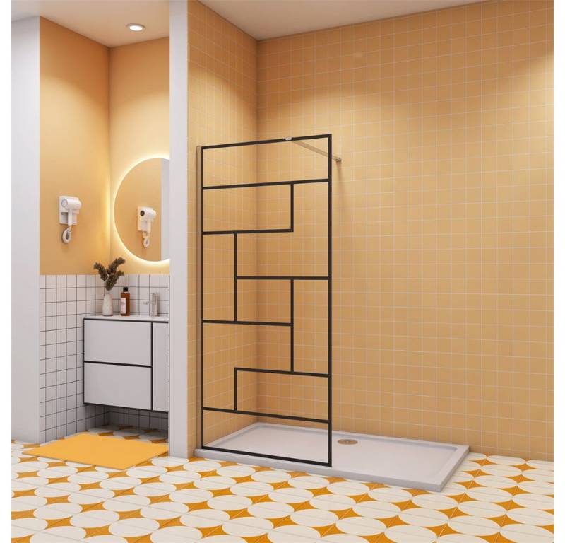Duschparadies Duschwand 8mm Nano mit unregelmäßigem Gitter Glas Walk in Dusche Glaswand, Einscheibensicherheitsglas, (Set), NanoGlas von Duschparadies