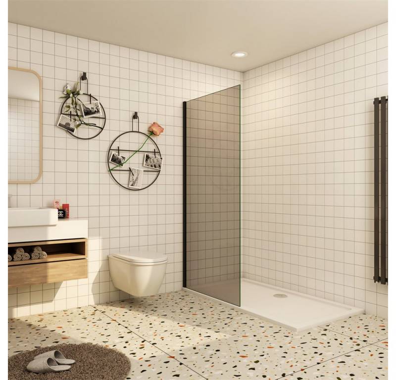 Duschparadies Duschwand 8mm Rauchglas ESG Sicherheitsglas Walk in Duschtrennwand, Einscheibensicherheitsglas, (Set), Rauchglas von Duschparadies