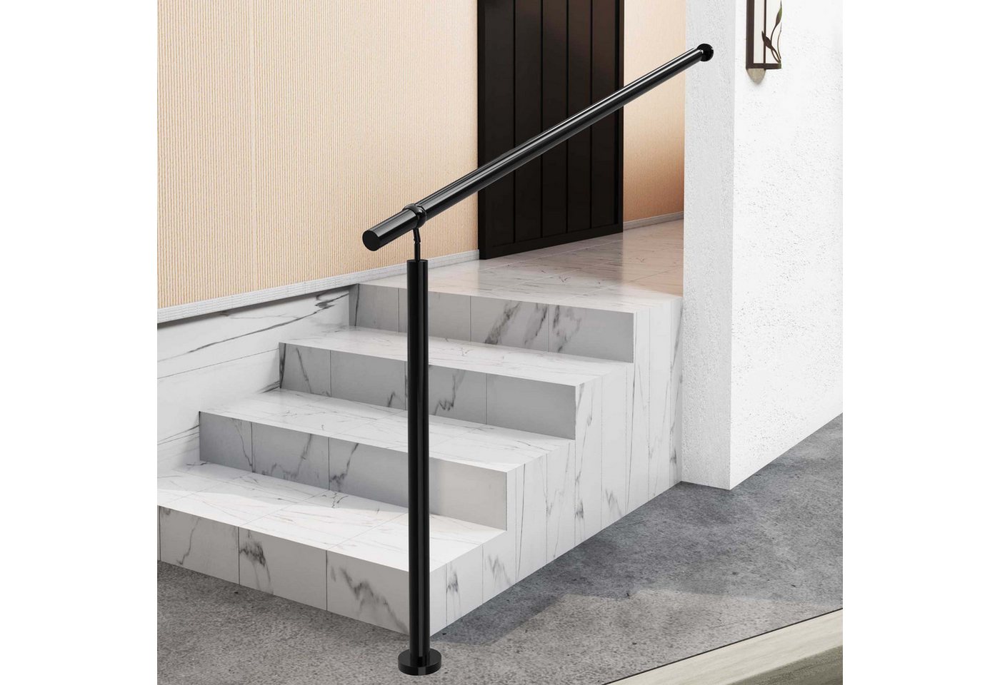 Duschparadies Handlauf Eingangsgeländer 150 cm, Geländer Edelstahl Handlauf, Treppengeländer, 100 cm Gesamtlänge, (Packung), Edelstahl, Silber/Schwarz, Länge: 100/120/150 cm, innen und außen von Duschparadies