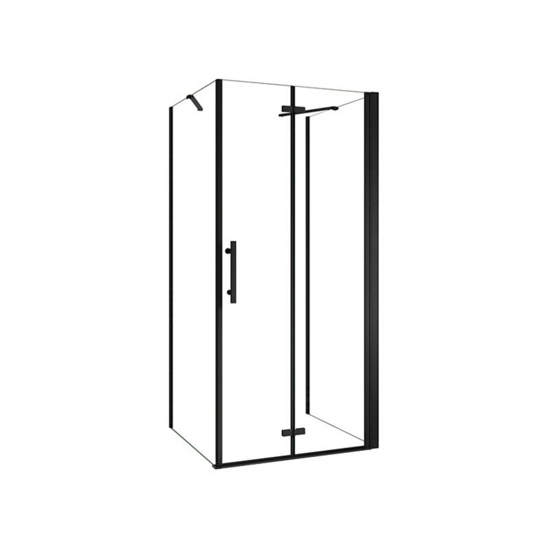 Duschparadies U-Duschkabine 90 x 85 x 90 cm U-Kabine Höhe 195cm Falttür 6mm NANO Glas Duschtür Drehtür Schwarzrahmen von Duschparadies