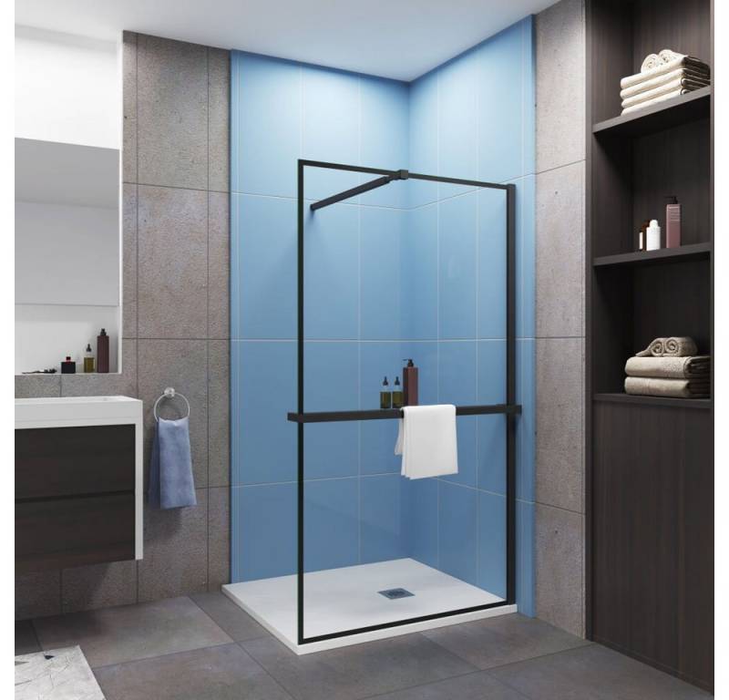 Duschparadies Walk-in-Dusche 200cm 8mm ESG Handtuchhalter schwarz Duschwand Duschabtrennung, Einscheibensicherheitsglas Duschparadies Walk-in-Dusche 200cm 8mm ESG Handtuchhalter schwarz Duschwand Duschabtrennung, Einscheibensicherheitsglas von Duschparadies