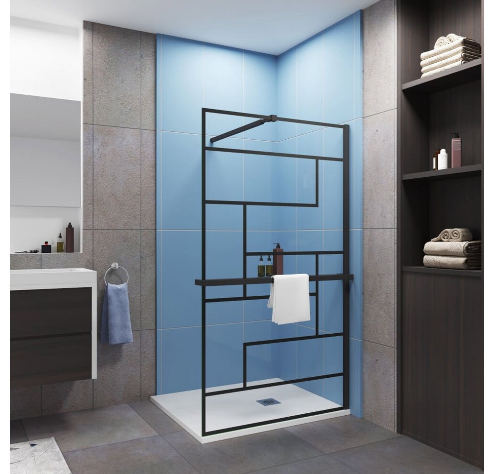 Duschparadies Walk-in-Dusche 200cm 8mm ESG Schwarz mit Handtuchhalter Walk-in Duschabtrennung, Einscheibensicherheitsglas Duschparadies Walk-in-Dusche 200cm 8mm ESG Schwarz mit Handtuchhalter Walk-in Duschabtrennung, Einscheibensicherheitsglas von Duschparadies
