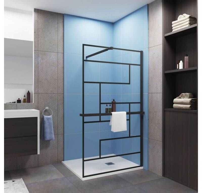 Duschparadies Walk-in-Dusche 200cm 8mm ESG Schwarz mit Handtuchhalter Walk-in Duschabtrennung, Einscheibensicherheitsglas Duschparadies Walk-in-Dusche 200cm 8mm ESG Schwarz mit Handtuchhalter Walk-in Duschabtrennung, Einscheibensicherheitsglas von Duschparadies