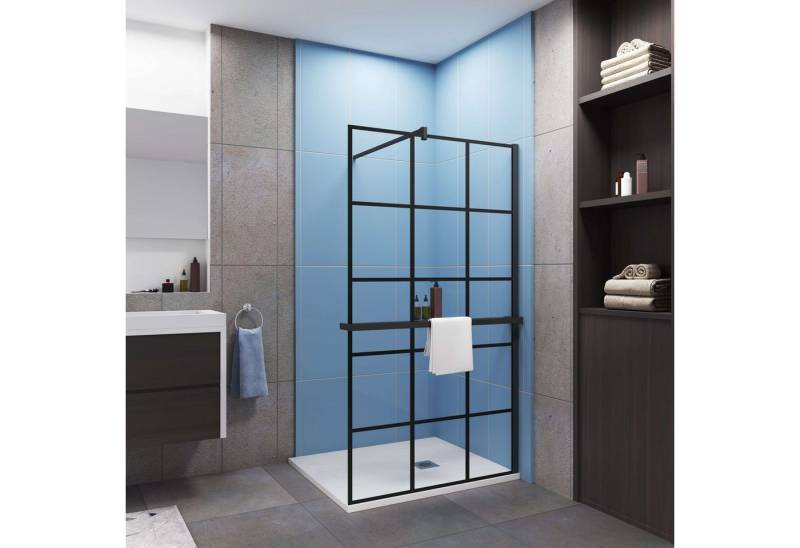 Duschparadies Walk-in-Dusche 200cm 8mm ESG Sicherheitsglas schwarz Stabilstange Handtuchhalter, Einscheibensicherheitsglas Duschparadies Walk-in-Dusche 200cm 8mm ESG Sicherheitsglas schwarz Stabilstange Handtuchhalter, Einscheibensicherheitsglas von Duschparadies