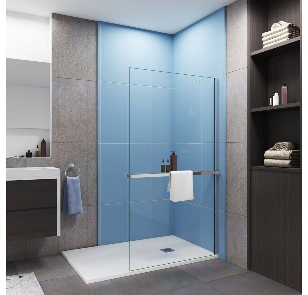 Duschparadies Walk-in-Dusche 200cm Walk In NANO Glas mit Handtuchhalter Duschwand Duschabtrennung, Einscheibensicherheitsglas von Duschparadies