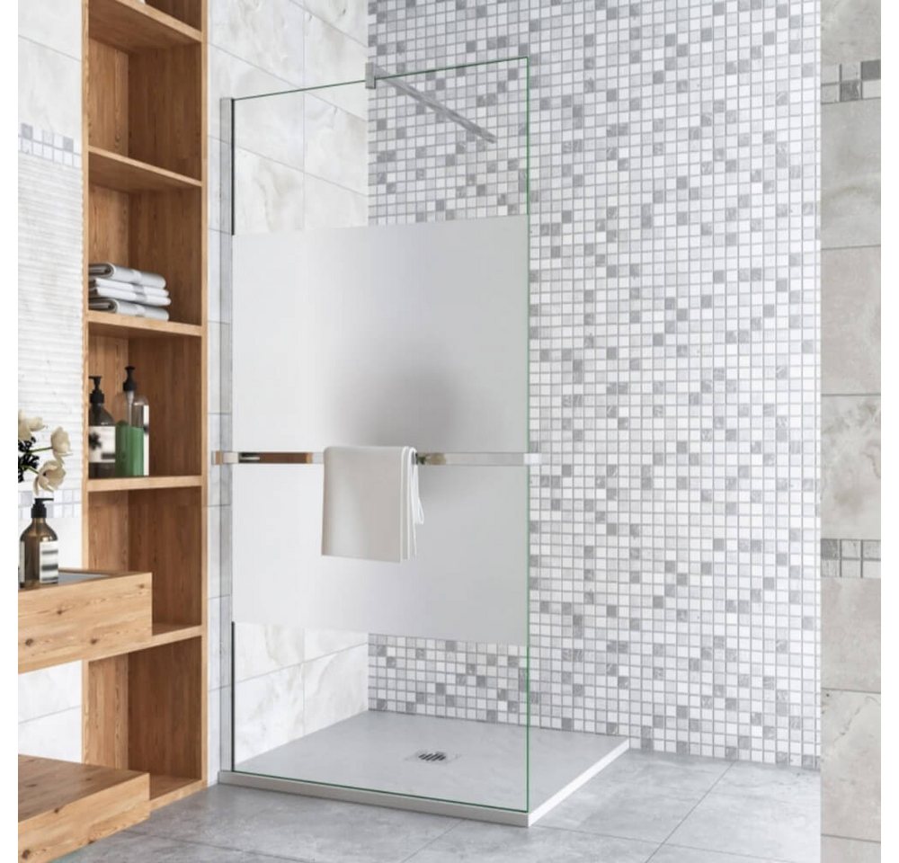 Duschparadies Walk-in-Dusche 8mm Milchglas Streifen Glas Handtuchalter Stabilstange walk in Dusche, Sicherheitsglas Duschparadies Walk-in-Dusche 8mm Milchglas Streifen Glas Handtuchalter Stabilstange walk in Dusche, Sicherheitsglas von Duschparadies