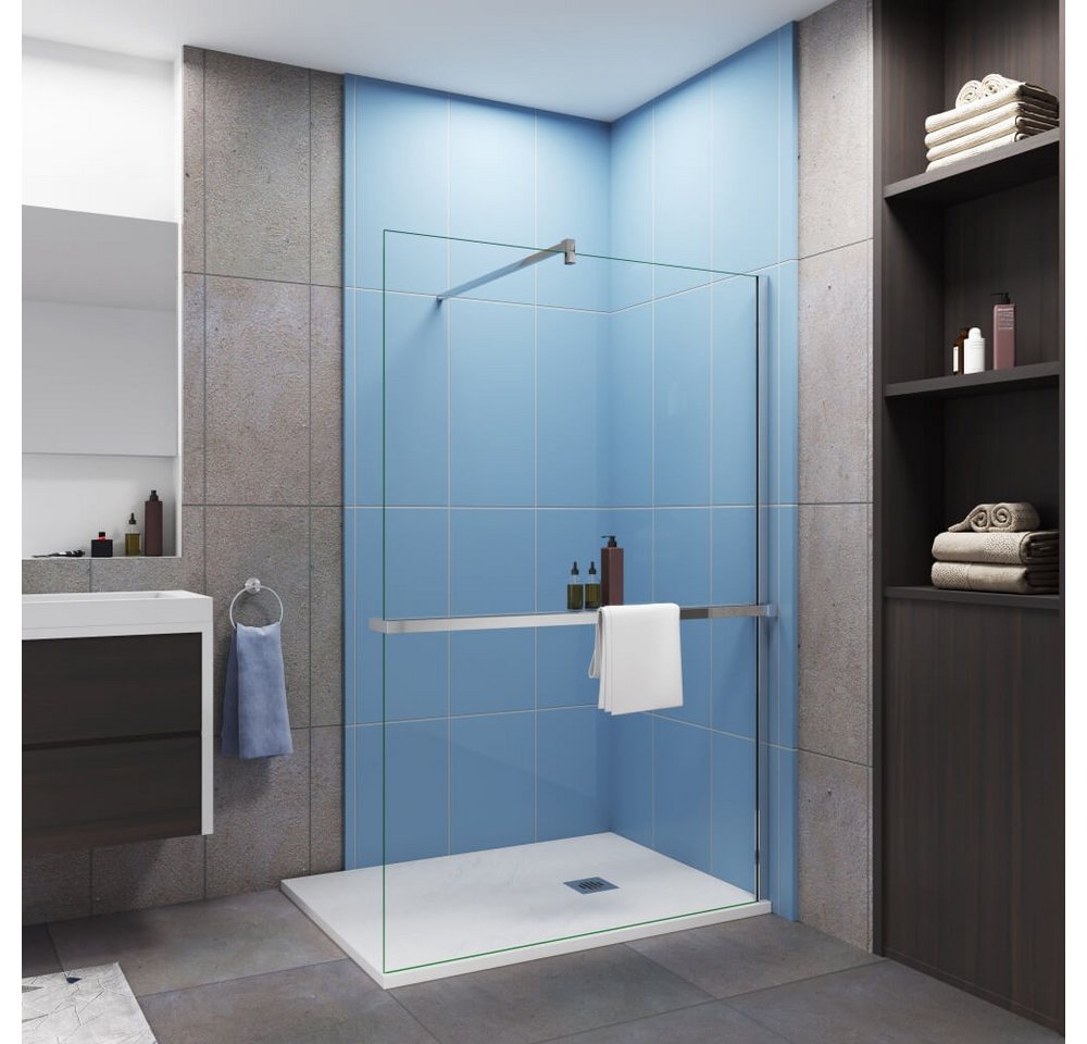 Duschparadies Walk-in-Dusche Duschabtrennung 200cm Walk in NANO Glas mit Handtuchhalter Duschwand, Einscheibensicherheitsglas Duschparadies Walk-in-Dusche Duschabtrennung 200cm Walk in NANO Glas mit Handtuchhalter Duschwand, Einscheibensicherheitsglas von Duschparadies