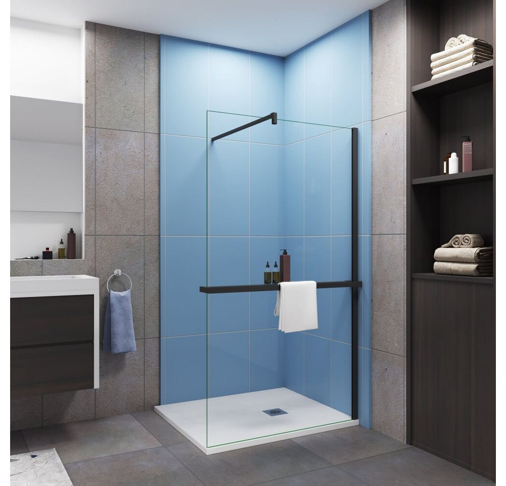 Duschparadies Walk-in-Dusche Duschabtrennung 200cm Walk in NANO Glas mit Handtuchhalter Duschwand, Einscheibensicherheitsglas Duschparadies Walk-in-Dusche Duschabtrennung 200cm Walk in NANO Glas mit Handtuchhalter Duschwand, Einscheibensicherheitsglas von Duschparadies