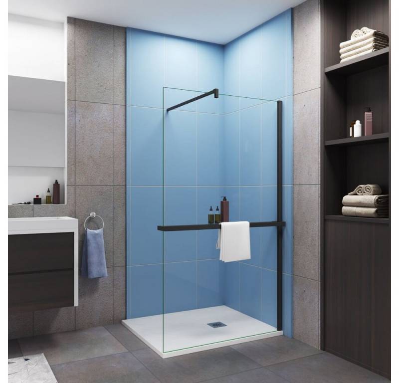 Duschparadies Walk-in-Dusche Duschabtrennung 200cm Walk in NANO Glas mit Handtuchhalter Duschwand, Einscheibensicherheitsglas von Duschparadies