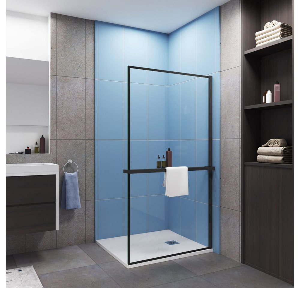 Duschparadies Walk-in-Dusche H:200cm 8mm ESG mit Handtuchhalter schwarz Duschabtrennung, Einscheibensicherheitsglas Duschparadies Walk-in-Dusche H:200cm 8mm ESG mit Handtuchhalter schwarz Duschabtrennung, Einscheibensicherheitsglas von Duschparadies