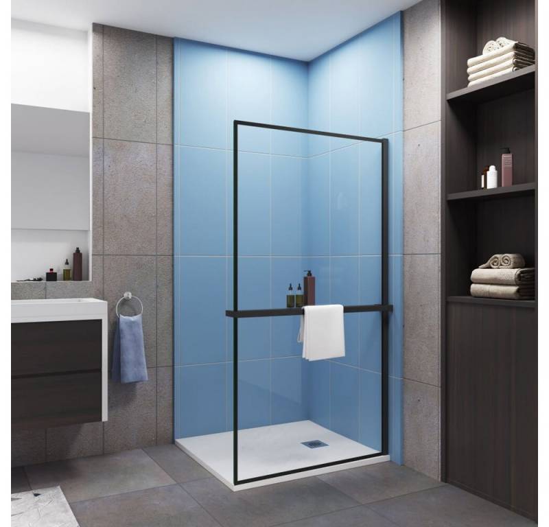 Duschparadies Walk-in-Dusche H:200cm 8mm ESG mit Handtuchhalter schwarz Duschabtrennung, Einscheibensicherheitsglas Duschparadies Walk-in-Dusche H:200cm 8mm ESG mit Handtuchhalter schwarz Duschabtrennung, Einscheibensicherheitsglas von Duschparadies