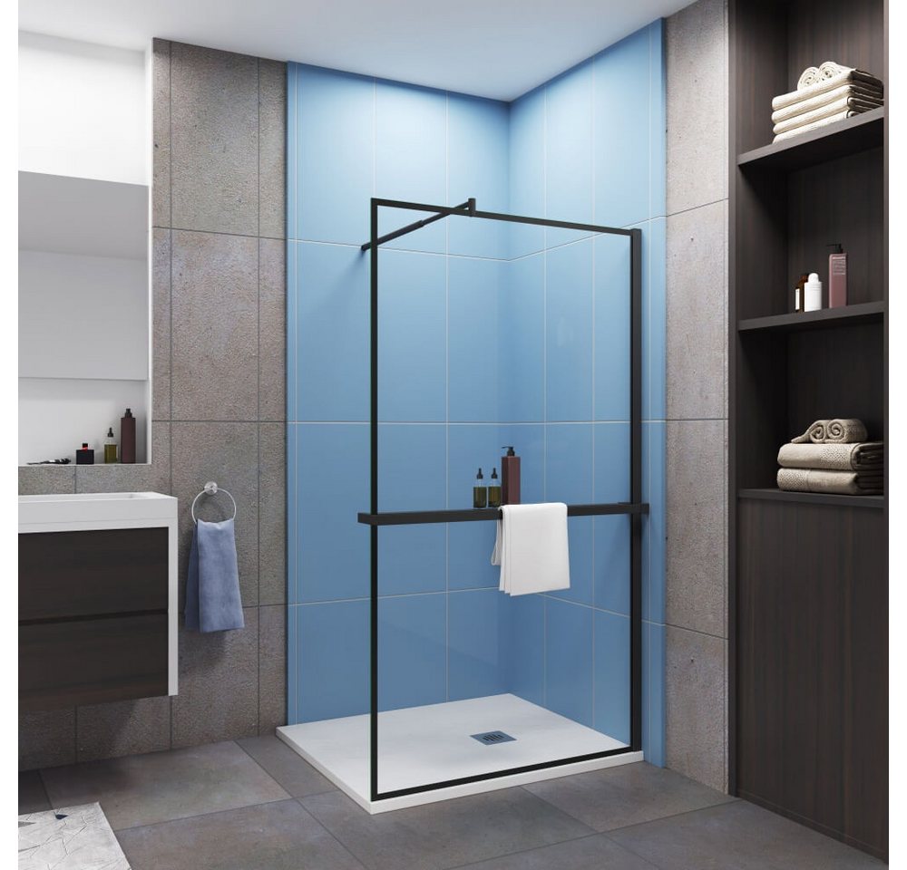 Duschparadies Walk-in-Dusche H:200cm Stützstange Handtuchhalter schwarz Duschwand Duschabtrennung, Einscheibensicherheitsglas Duschparadies Walk-in-Dusche H:200cm Stützstange Handtuchhalter schwarz Duschwand Duschabtrennung, Einscheibensicherheitsglas von Duschparadies