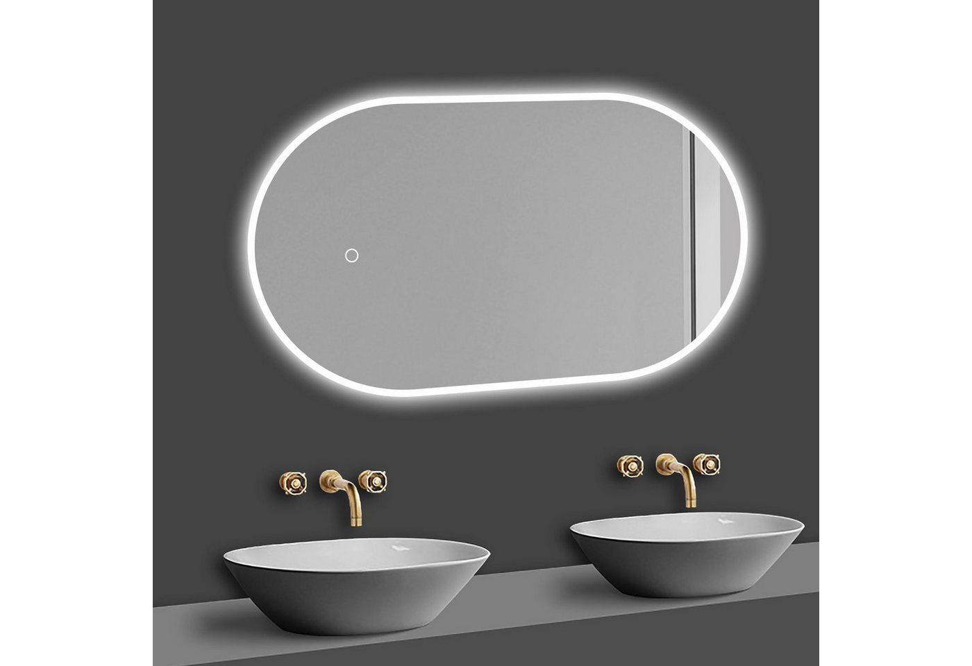 duschspa Badspiegel LED Spiegel Badezimmerspiegel Touch/Wandschalter, Warm/Neutral/Kaltweiß, dimmbar, Memory, Beschlagfrei von Duschspa