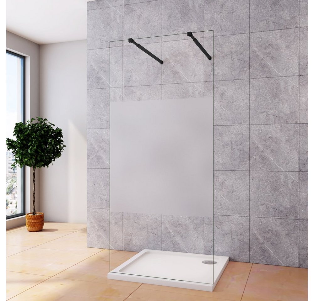 duschspa Duschwand 10mm Duschtrennwand mit Milchstreifen Walk in Dusche Duschwand, Einscheibensicherheitsglas, Sicherheitsglas, (Set), Glas von duschspa