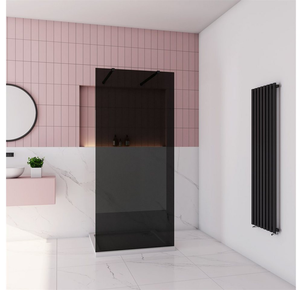 duschspa Duschwand 200cm 10mm schwarze Duschwand Duschtrennwand Walk in Dusche, (Set), Glas von duschspa