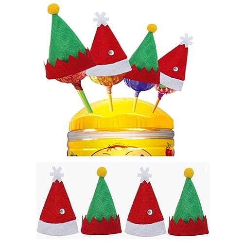Dusenly 24 Stück Mini Weihnachtsmützen Weihnachten Lollipop Süßigkeiten Hut Mini Weihnachten Weihnachtsmann Flaschenhüte für Xmas Party Dekorationen von Dusenly