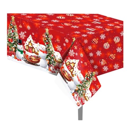 Dusenly Rot Rechteckige PVC-Tischdecke, 130 x 220 cm, Weihnachts-Party-Tischdecke mit Schneemann-Muster, ideal für Feiertage und Partys Dusenly Rot Rechteckige PVC-Tischdecke, 130 x 220 cm, Weihnachts-Party-Tischdecke mit Schneemann-Muster, ideal für Feiertage und Partys von Dusenly