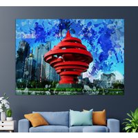 Qingdao Wand Kunst, Leinwand Druck, Skyline, Malerei, China Kunst von DushArtDesign