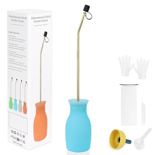 Hand-Stäubepumpe 230ml Groß, Pulver Düse mit Langem Kupferrohr und Faltbarem Trichter, Silikon Pulversprüher für Innen und Außenbereiche Bulb-Applikator für Haushalt und Garten - Blau von DustFlux