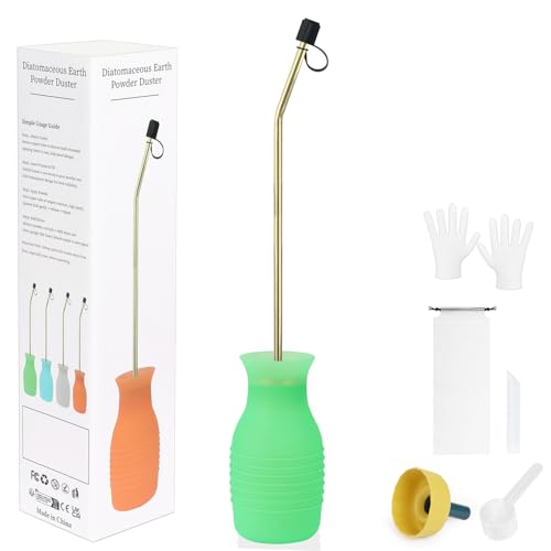 Hand-Stäubepumpe 230ml Groß, Pulver Düse mit Langem Kupferrohr und Faltbarem Trichter, Silikon Pulversprüher für Innen und Außenbereiche Bulb-Applikator für Haushalt und Garten - Grün von DustFlux
