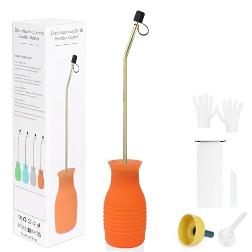 Hand-Stäubepumpe 230ml Groß, Pulver Düse mit Langem Kupferrohr und Faltbarem Trichter, Silikon Pulversprüher für Innen und Außenbereiche Bulb-Applikator für Haushalt und Garten - Orange von DustFlux