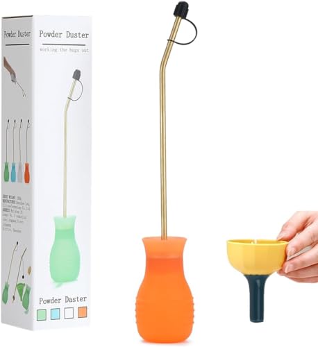 Hand-Stäubepumpe Pulver Düse mit Langem Kupferrohr und Faltbarem Trichter, Silikon Pulversprüher für Innen und Außenbereiche Bulb-Applikator für Haushalt, Garten und landwirtschaftliche - Orange von DustFlux