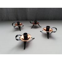 4Er Set Mid Century Modern Kupfer Tragbarer Kerzenhalter von DustRoad