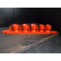 5 Holz Eierbecher Mit Tablett. Osterdeko von DustRoad
