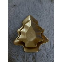 Gold Weihnachtsbaum Keramik Teller - Tablett. 2Er-Set von DustRoad
