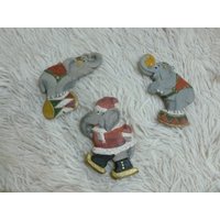 Hölzerne Elefanten - Weihnachtsbaum Zirkus Elefanten. 3Er Set von DustRoad