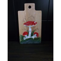 Holzbrett, Von Handbemalt, Wand-Dekor Mit Pilz - Fliegenpilz Vom Künstler Signiert von DustRoad