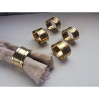 Mitte Jahrhundert Moderne Messing Serviette Ring/Serviettenhalter Set Von 5 Ovale Form von DustRoad