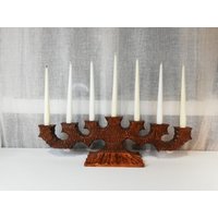 Norweger Antik 1937S Extra Groß Massiv Und Schwer 1, 5 Kg Sieben Kerzen Eiche Holz Kerzenhalter Handgeschnitzt von DustRoad