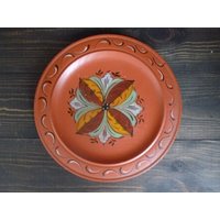 Rosemaling - Russet Orange Fiesta Mandala Holzplatte Von Hand Bemalt. Wohnkultur Wand-Dekor Rosemaling - Russet Orange Fiesta Mandala Holzplatte Von Hand Bemalt. Wohnkultur Wand-Dekor von DustRoad