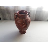 Ton Vase Keramik Große Vintage Schöne Handgemachte Kunst von DustRoad