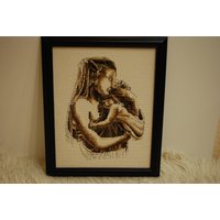 stickerei Wall Art Decor - Handgemacht Frau Mit Kind von DustRoad