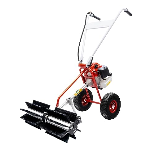 CCGOT Kehrmaschine Benzin,43CC 1.7HP Benzin Motorbürste Motorbesen mit Rädern,Handkehrmaschine Schneefräse Für Die Reinigung Von Rasen, Laub, Kunstrasen, Gras und Schotter von Dustuper