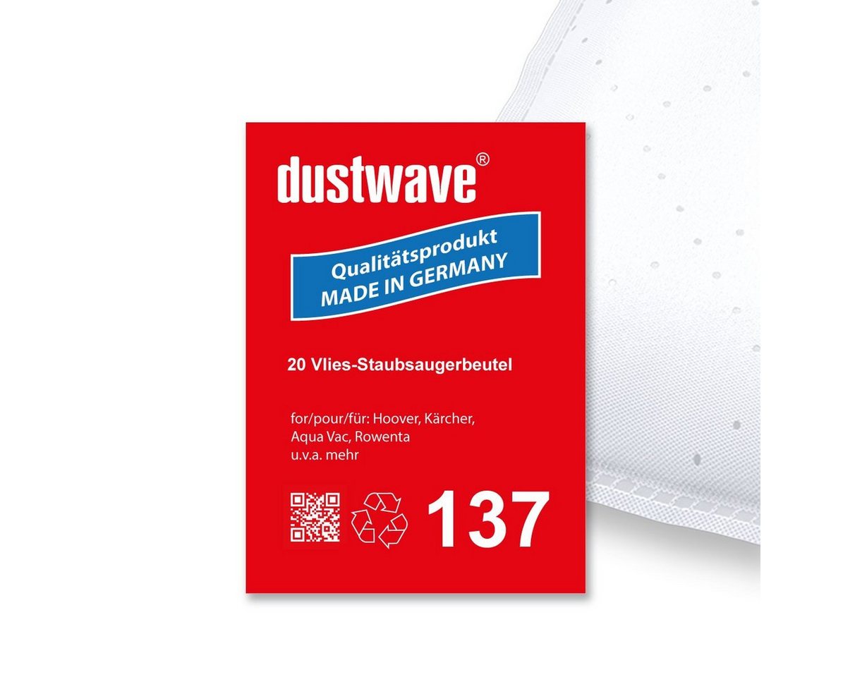 Dustwave Staubsaugerbeutel Megapack, passend für AquaVac Gusty 30, 20 St., Megapack, 20 Staubsaugerbeutel + 2 Hepa-Filter (ca. 15x15cm - zuschneidbar) von Dustwave